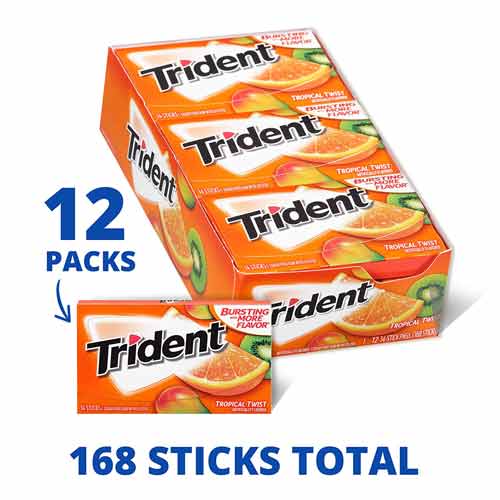 Trident Tropical Twist Sugar Free Mint, 14 Sticks – Pack of 12